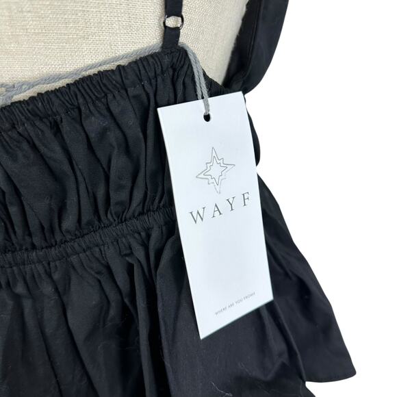 WAYF Shirred Peplum Camisole Black Tank Top Women's Size Large NWT - Picture 3 of 6